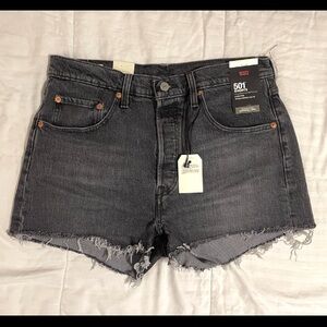 NWT Levi's 501 Black Cutoff Denim Shorts Women’s Size 31 Button Fly High Rise